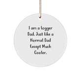 Funny Logger Dad Gifts, I Am A Logger Dad Unique Circle Ornament, Christmas Memorable Presents for Logger Men, Logger Dad Decorations - Image 1